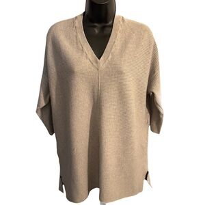 Ann Taylor Factory Beige V-Neck 3/4 sleeve Sweater